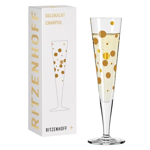 RITZENHOFF 1071041 Champagnerglas 200 ml - Serie Goldnacht Nr. 41, 2er Set - Designerstück mit Echt-Gold - Made in Germany