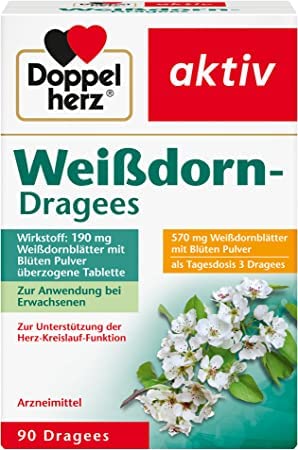 Doppelherz Weißdorn Dragees - 3er Pack (3 x 90 Dragees)