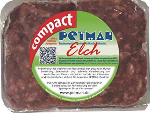Petman compact Elch, 12 x 500g-Beutel, Tiefkühlfutter, gesunde, natürliche Ernährung für Hunde, Hundefutter, BARF, B.A.R.F.
