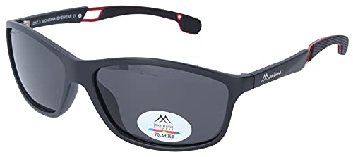 Montana Eyewear Sport-Sonnenbrille SP316 aus mattem Kunststoff und griffigen Bügeln - Polarisierend Schwarz
