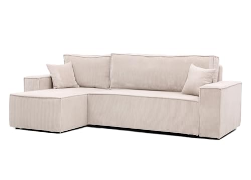 GREKPOL Ecksofa Paris Poso Sofa Couch mit Schlaffunktion - Universal (Beige)
