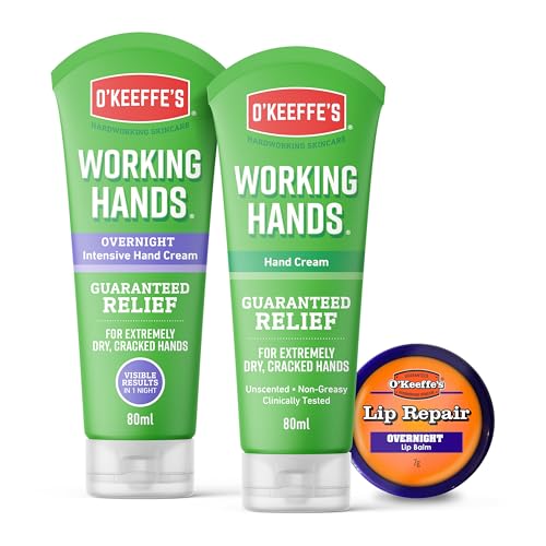 O'Keeffe's Working Hands über Nacht 80 ml, Working Hands 85 g & Lip Repair über Nacht 7 g (Dreierpackung)