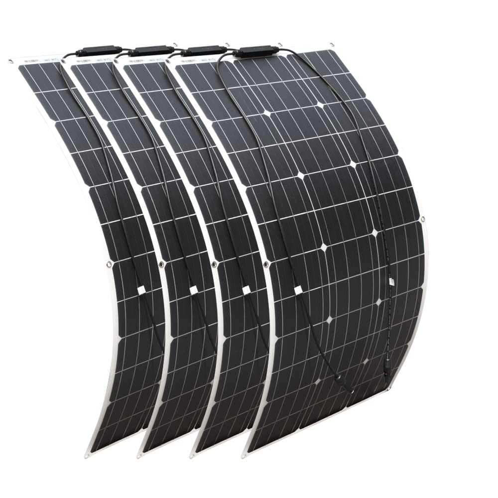 Solar Panel 400w Flexible Monocrystalline Solar Panel Module Ultra Thin and Waterproof for Motorhome, Roofs,12V Battery and Uneven Surfaces(4)