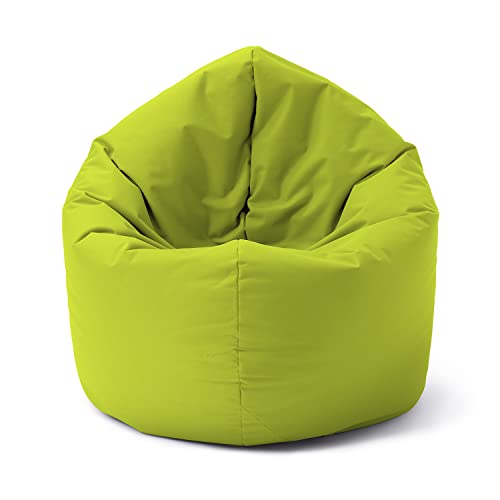 Lumaland Indoor/Outdoor-Sitzsack, Runder 2-in-1-Sitzsack für draußen und drinnen, 300l Füllung, 120 x 80 x 75 cm, wasserabweisend und robust, Apfelgrün