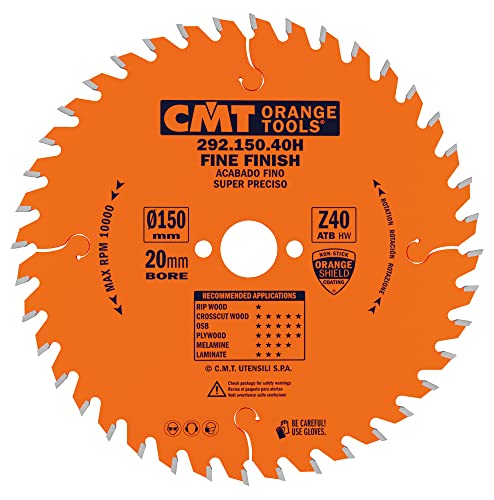CMT Orange Tools Kreissägeblatt Feinschnitt HW 165 x 2,2 / 1,6 x 20 Z=40 15° ATB - 292.165.40H - für Querschnitte