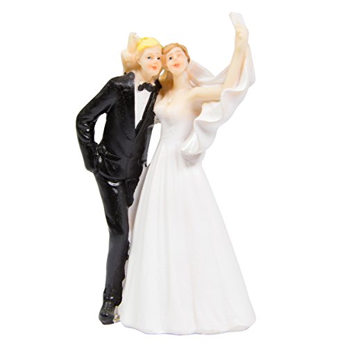 Folat 21283 - Hochzeitstorte Topper Figur Selfie Paar - ca. 11 cm hoch