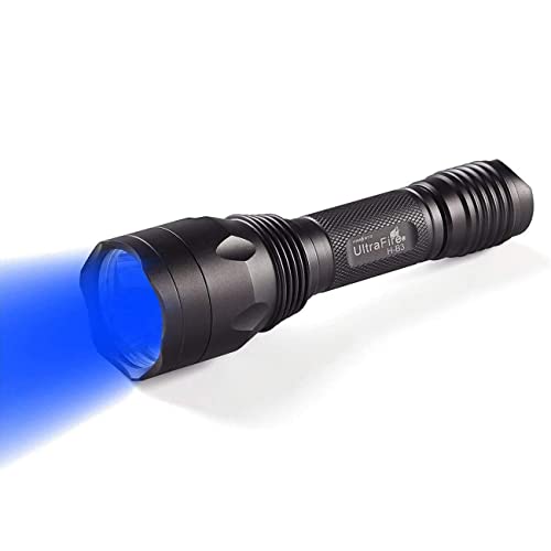 UltraFire Blaues Licht LED Taschenlampe 470nm Single Mode 256 Yard Blaulicht Taktische Taschenlampe, 3 Blaue Leds Wasserdicht Kleine Taschenlampe für Nachtsicht, H-B3