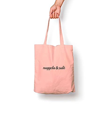Nuggela & Sulé TOTE Bag Rosa Grapefruit Designer Taschen aus 100% Baumwolle mit langen Griffen, ideal für jeden Anlass