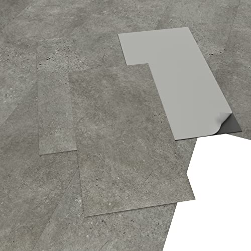 ARTENS - PVC Bodenbelag KANGEAN - Selbstklebende Vinyl-Fliesen - Vinylboden - Beton-Effekt - FORTE - Dicke 2 mm - 2,23 m²/12 Fliesen