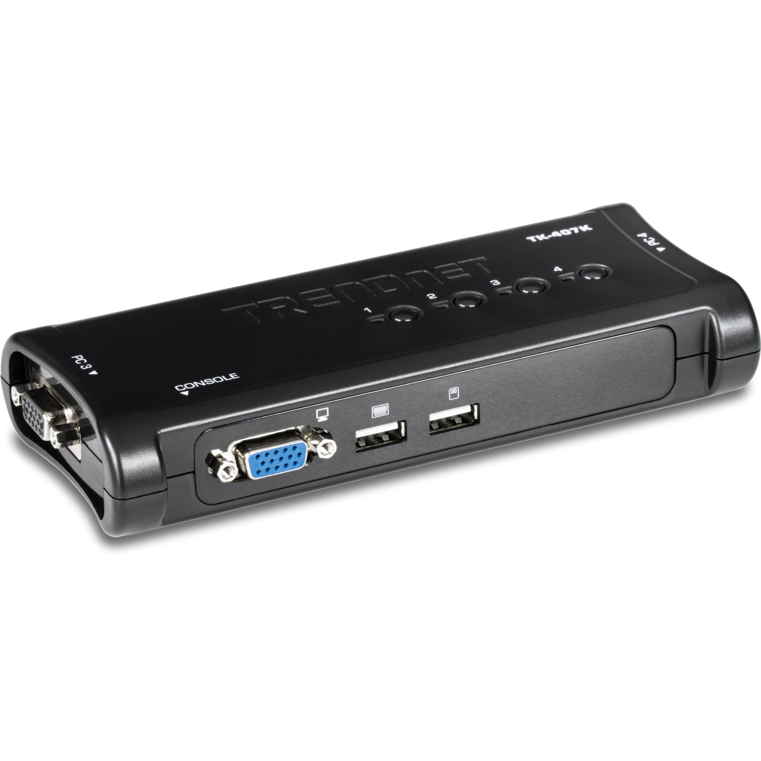 TRENDnet TK-407K 4-Port USB KVM Switch Kit, VGA & USB Anschlüsse, 2048 x 1536 Auflösung, Kabel enthalten, Kontrolle von bis zu 4 Computern