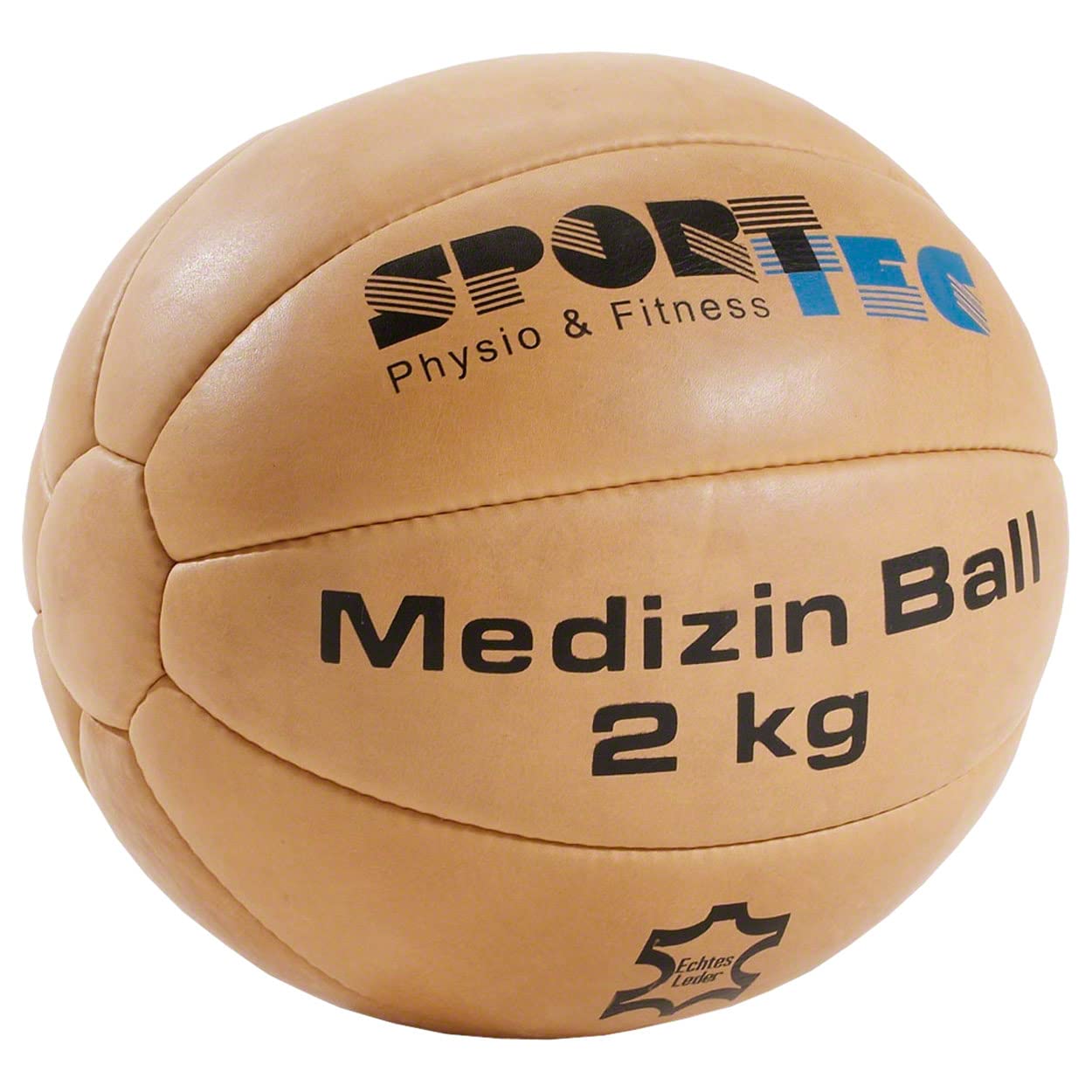 Sport-Tec Medizinball Fitnessball Gewichtsball Rehaball aus Echtem Leder 23 cm, 2 kg