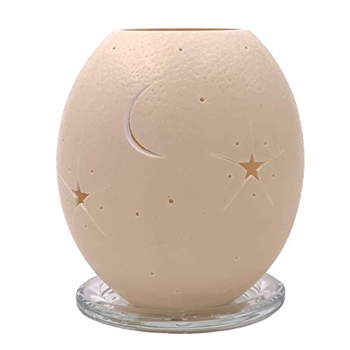 Straußenei Lampe Teelichtlampe Ei vom Strauss - Design: Mond-Himmel-Sterne inkl. Glasunterteller