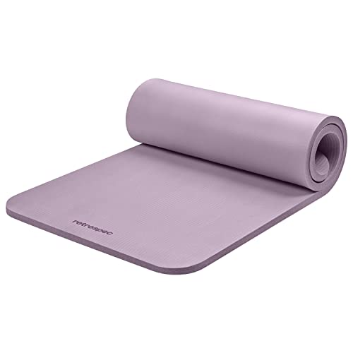 Retrospec Solana Yogamatte, 2,5 cm dick, mit Nylonband, für Männer und Frauen, rutschfeste Übungsmatte für Zuhause, Yoga, Pilates, Stretching, Boden- und Fitness-Workouts, Violet Haze