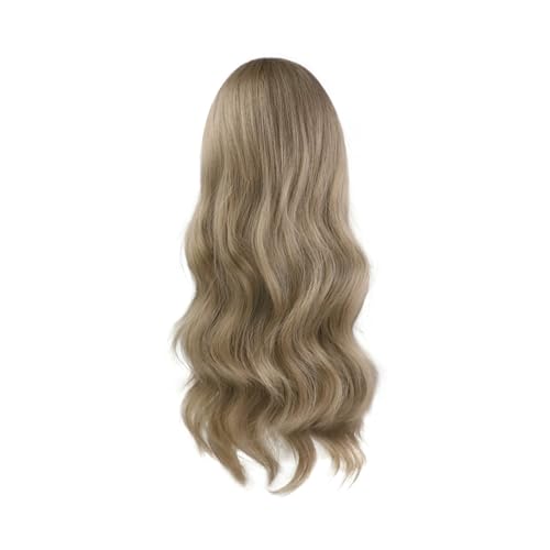 Bequem Damen-Perücke, Ganzkopf-Set, langes lockiges Haar, große Wellen-Perücken-Set, 50 cm, Graubraun Atmungsaktiv