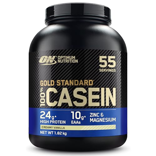 Optimum Nutrition ON 100% Gold Standard Casein Protein, Eiweißpulver Reich an Essentiellen Aminosäuren Komplex, BCAA, Creamy Vanilla, 56 Portionen, 1,82kg