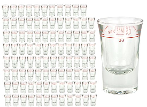 96er Set Schnapsglas DUBLINO mit Eichstrich, 2 cl, geeicht, Spirituosenglas mit Füllstrich, Stamper, Shot Glas, hochglänzendes Markenglas, glasklar