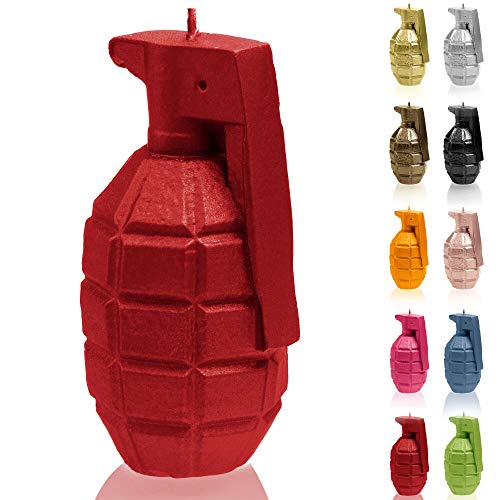 Groß Grenade Kerze | Höhe: 11,3 cm | Rot | Handgefertigt in der EU