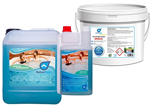KaiserRein 1 L und 5 L Whirlpool Desinfektionsmittel und 8kg PH- (PH Senker) I Wasserpflege I Desinfektion I Whirlpoolreiniger, Poolreiniger