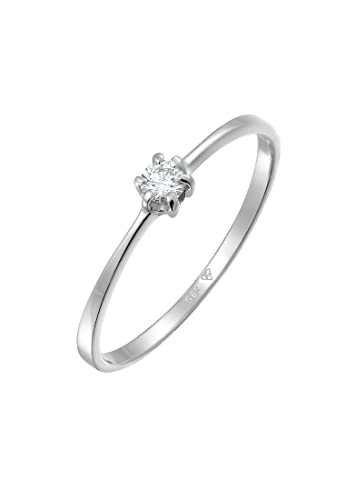Diamore Ring Damen Verlobung mit Diamant (0.10 ct.) in 585 Weißgold Solitär