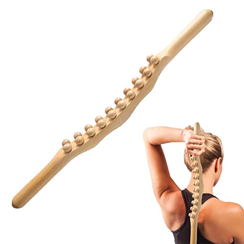 a-r Gua Sha Massagegerät | 60 cm Gua Sha Werkzeug mit 20 Massagebällen, manuelle Massagestange zur Linderung von Muskelkater, Bauchschmerzen, Körperformung, Beinantikellulite