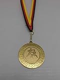 Fanshop Lünen Karate 20 Stück Medaillen aus Stahl 40mm - Kampfsport - Taekwondo - inkl. Medaillen - Band Farbe: Gold - mit Emblem, 25mm - Gold - Turnier - (9285)