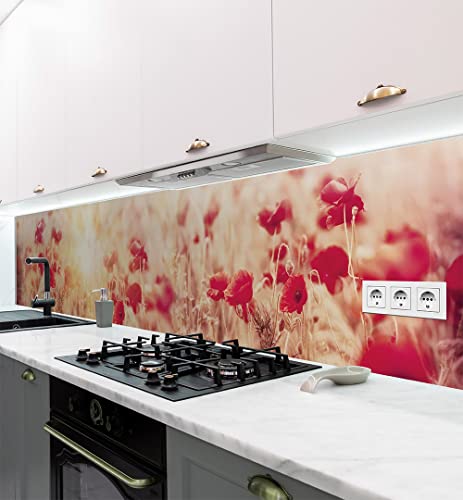 MyMaxxi | selbstklebende Küchenrückwand Folie ohne bohren | Aufkleber Motiv Blume 04 | 60cm hoch | adhesive kitchen wall design | Wandtattoo Wandbild Küche | Wand-Deko | Wandgestaltung
