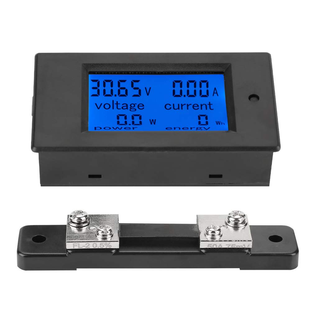 Digitales Amperemeter Voltmeter, DC 6.5-100V Amperemeter Leistungsmesser Digitaler Elektrische LCD Spannungsprüfer, mit Shunt (50A Stromshunt)
