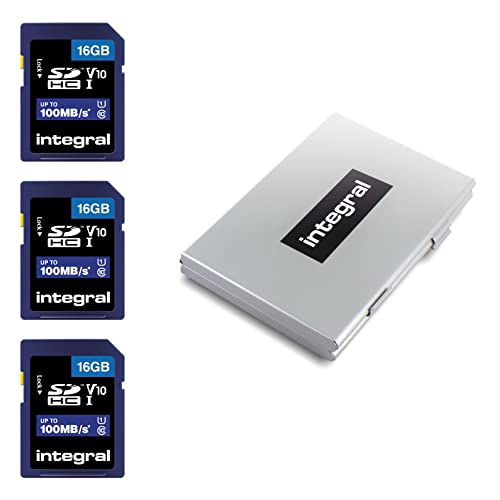 Integral SD-Karte (16 GB, 3er-Pack, High-Speed-Speicher, SDHC, bis zu 100 MB/s, V10, UHS, U1)