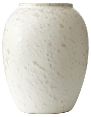 BITZ Vase aus Steingut/Keramik, Durchm. 9,5 cm, Höhe 12,5 cm, Matt Creme