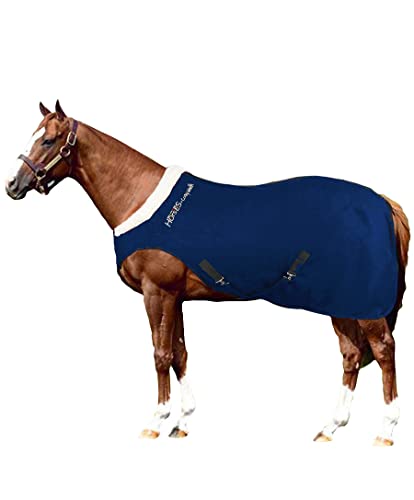 Horses, Pferdedecke Fleece Cosy Walk, Hervorragend Verarbeitete Decke, Nützlich zum Schutz des Pferdes vor Temperaturschwankungen, Regen und Insekten (Blau, 155 cm)