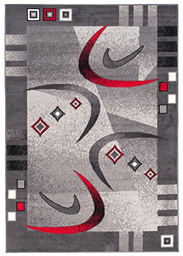 Carpeto Modern Teppich Grau 250 x 300 cm Geometrische Muster Kurzflor Monaco Kollektion