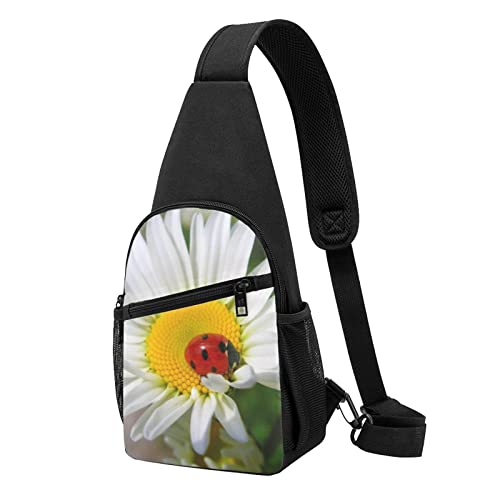 Brusttasche mit Elefanten-Druck, wasserdicht, leicht, mit einem Riemen, für Outdoor, Wandern, Sport, Weiße/Blumen, Einheitsgröße