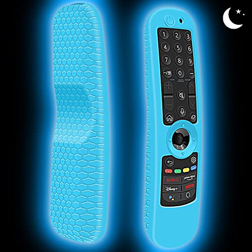 Schutzhülle für LG AN-MR21GC/AN-MR21GA Magic Remote 2021 Silikon Cover für LG OLED Smart TV Fernbedienung Akkudeckel Stoßfest Ersatz Anti-Rutsch Halter Sleeve Skin (Glow Blue)
