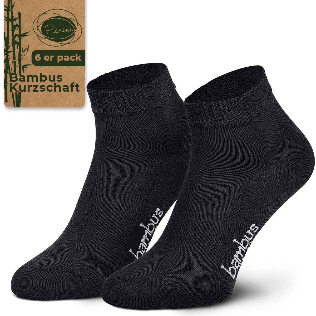 Piarini Gr. 43-46 6 Paar Bambussocken Herren-Socken kurz schwarz
