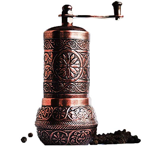Bazaar Anatolia Türkische Mühle Pfeffermühle mit Metallmahlwerk 11 cm Klein Gewürzmühle Chilimühle Manuell Pepper Grinder (Antikes Kupfer)