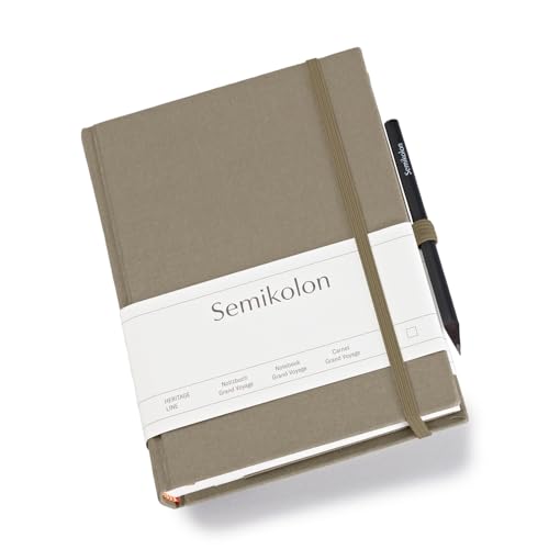 Semikolon 370075 - Reisetagebuch Grand Voyage - 14 x 19,2 cm 304 Seiten - 2 Lesezeichen Weltkarte – fango beige