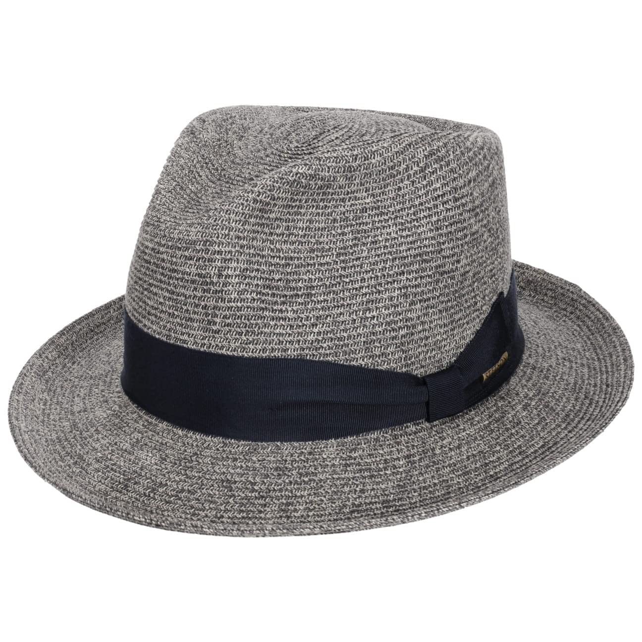 Stetson Tunbridge Fedora Toyo Strohhut Sommerhut Sonnenhut Strandhut Herren/Damen - mit Ripsband Frühling-Sommer - M (56-57 cm) grau