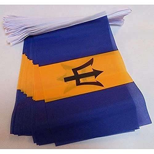 AZ FLAG FAHNENKETTE Barbados 12 Meter mit 20 flaggen 45x30cm- Barbados Girlande Flaggenkette 30 x 45 cm