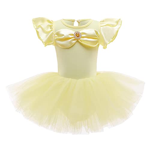 Lito Angels Prinzessin Belle Ballerina Kostüm Balletttrikot mit Tutu Kleid für Kinder Mädchen, Fancy Dance Wear Outfit Alter 5-6 Jahre, Gelb