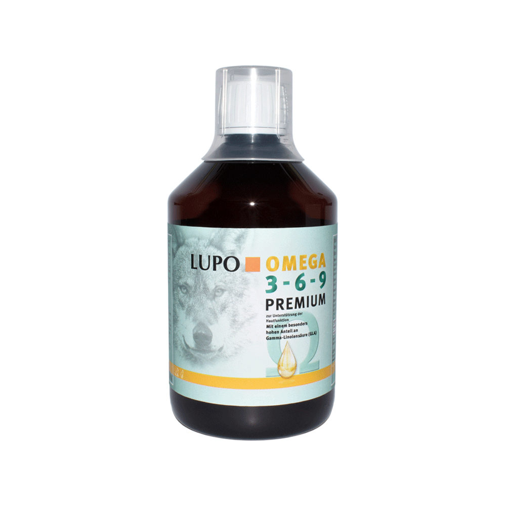 Lupo Omega 3-6-9 Premium Öl zur Unterstützung der Hautfunktion bei Dermatose und übermäßigem Haarausfall (1000 ml)