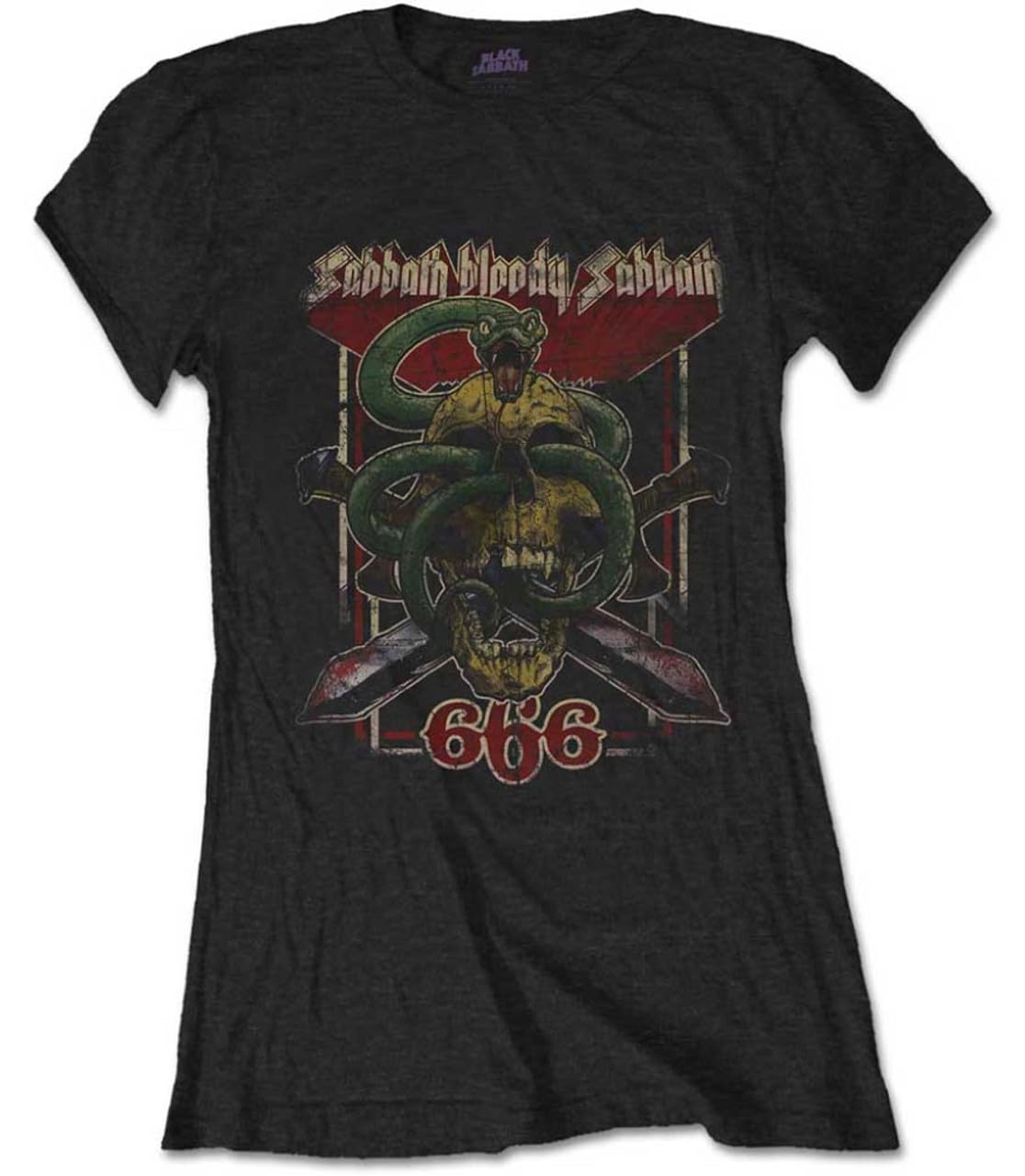 Black Sabbath 'Bloody Sabbath 666' (Black) Womens Fitted T-Shirt (small)