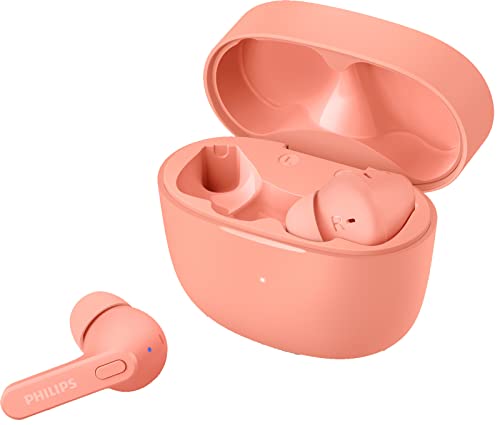 Philips TAT2206PK/00 Bluetooth Kopfhörer, Kabellose Kopfhörer für Erwachsene, Wasserdicht, bis zu 18 Stunden Spielzeit, Silikon Abdeckung in 3 Größen, integriertes Mikrofon, Bequeme Passform, Pink