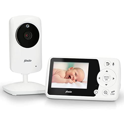 Alecto DVM-64 Funk Kamera Babyphone (100% störungsfrei & privat), mit schwenkbarer video Kamera, Nachtsicht, Gegensprechfunktion, hohe Reichweite