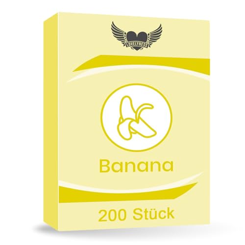 Kondome mit Geschmack Banane 52mm - 200 Stück Gefühlsecht Extra dünn Extra feucht Analverkehr Gleitfilm von Lovelyness