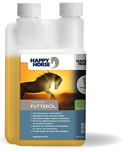 Happy Horse Sensitive Futteröl 500 ml - Einzigartige & Exklusive Ölmischung für Fellwechsel, Stoffwechselproblemen UVM. Nur 15 ml täglich!