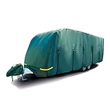 Maypole Wohnwagen Schutzhülle extra breit L 620 cm bis 680 cm x B 260 cm, 4-lagig atmungsaktiv, wasserabweisend, grün