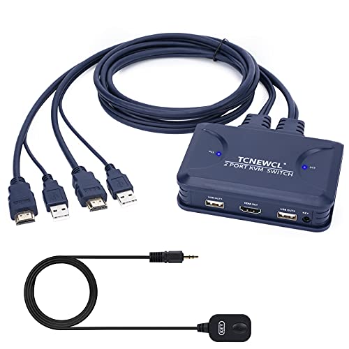 KVM Switch, USB und HDMI Umschalter für 2 PCs Teilen Sich Monitor, Unterstützen Tastatur, Maus, Scanner, Drucker, USB Sticks, Auflösung 4K x 2K@30Hz