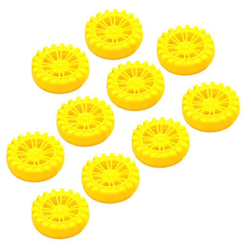 Feichao 100 Stücke 2 * 50mm Kunststoff Rad Handgemachte Allradantrieb DIY Spielzeug Drohne Material Für kinderspielzeug Modell (Yellow)