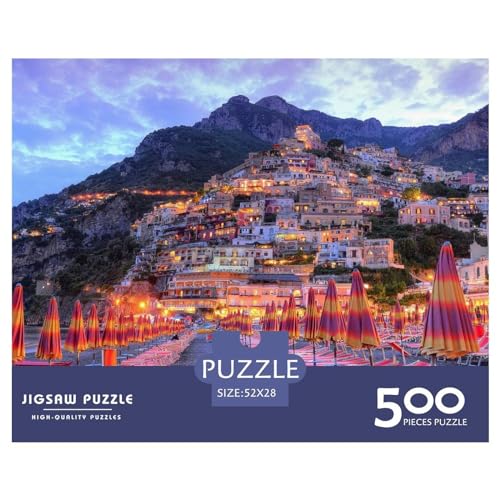 Puzzle 500 Teile für Erwachsene, italienische Schönheit, Puzzle für Erwachsene, Holzbrettpuzzle, Familiendekoration, 500 Teile (52 x 38 cm)