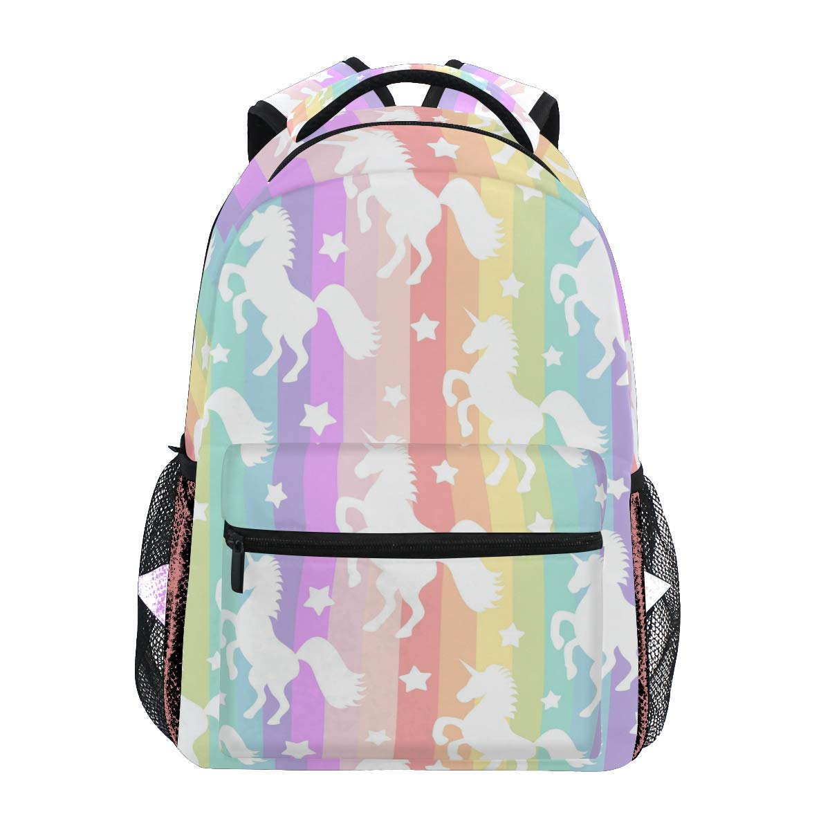 Mädchen Einhorn Rucksäcke für Schule Pink Creme Einhorn Magic Star Bookbags für Kinder Teenager Kleinkind Mode Tagesrucksack Reise Laptop Tasche